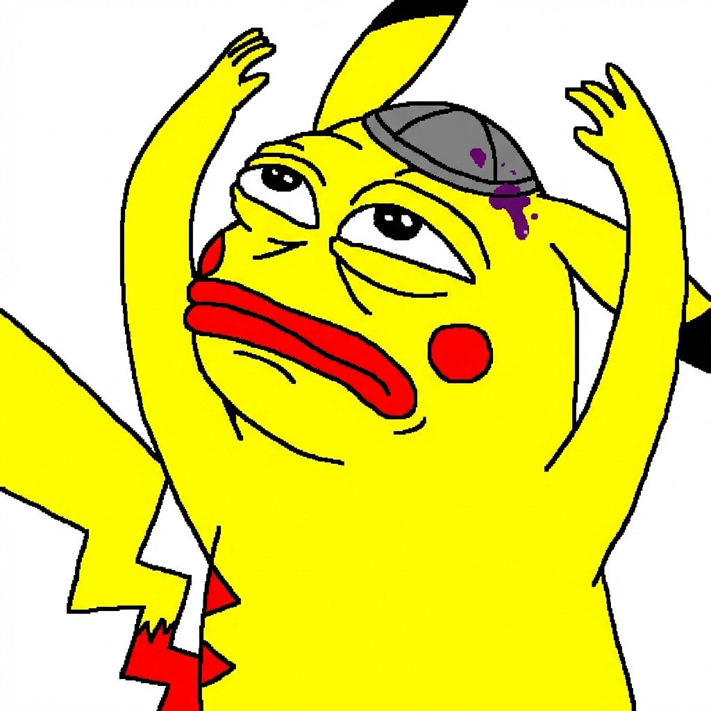 Kipachu with kippah celebrating