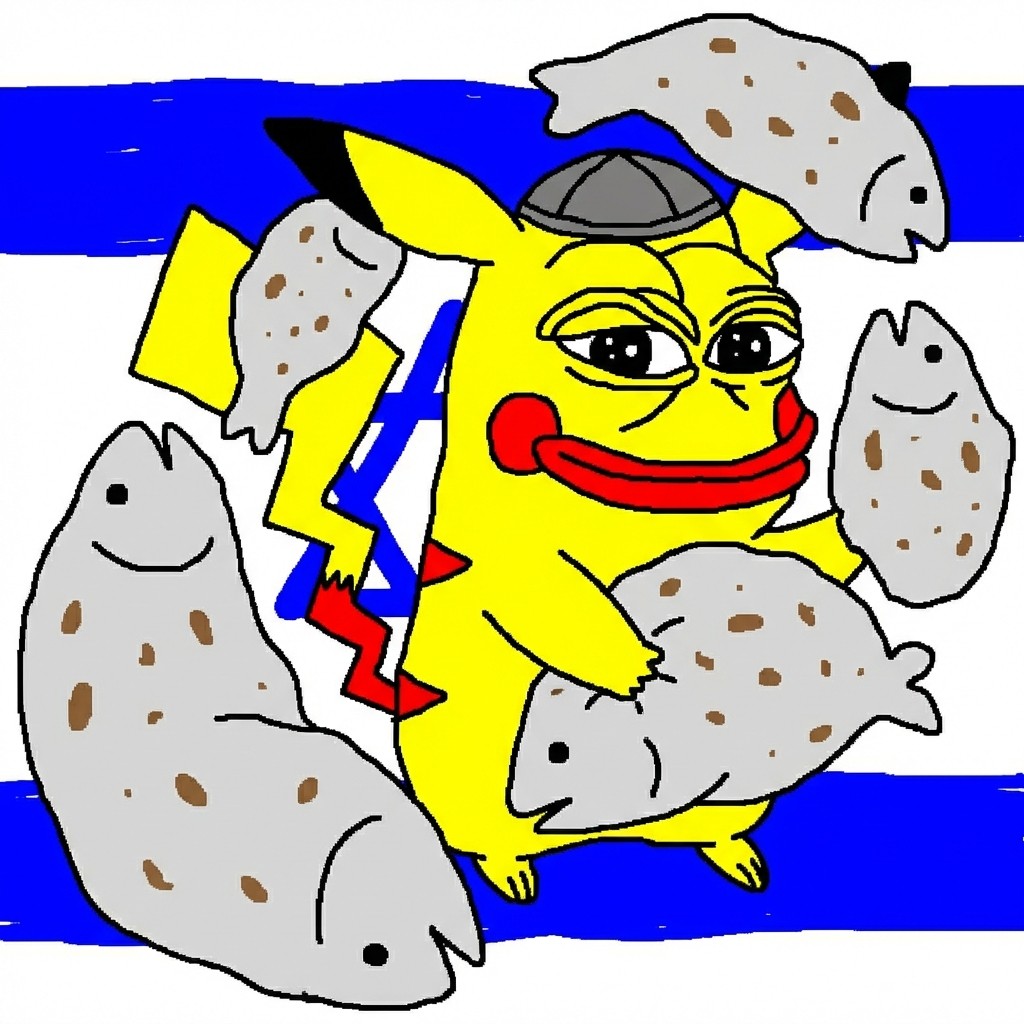 Kipachu surrounded by gefilte fish