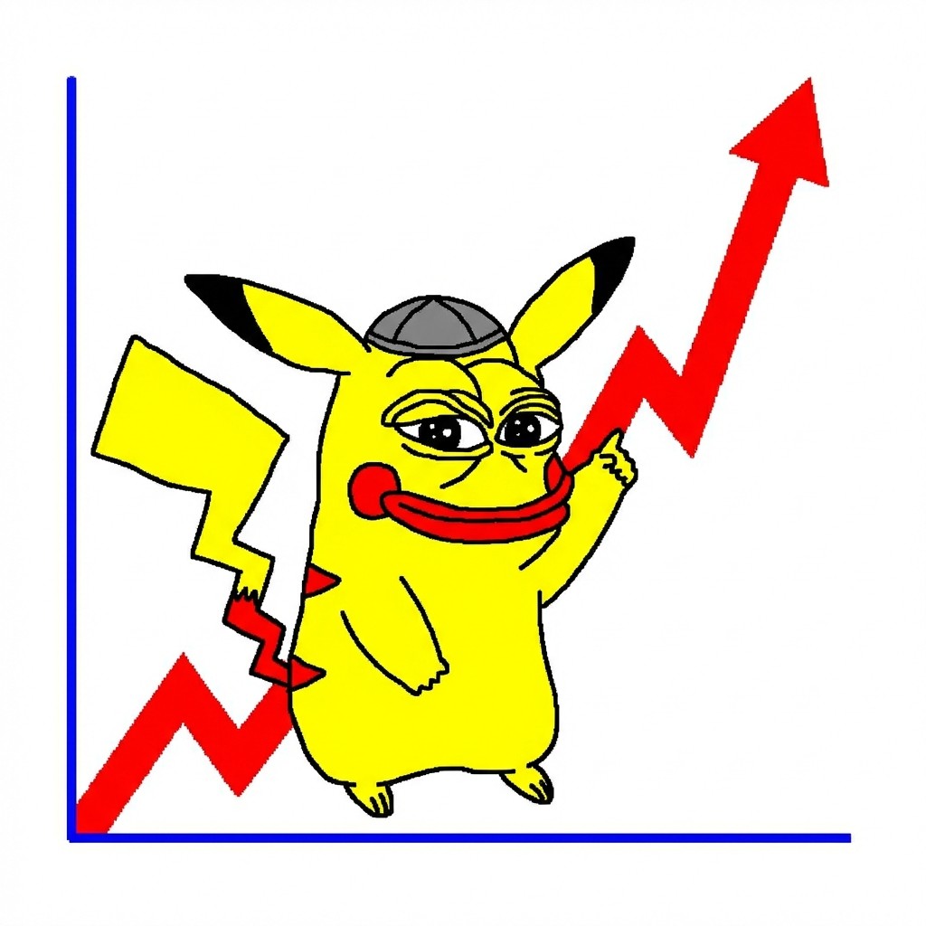 Kipachu pointing at upward trending chart