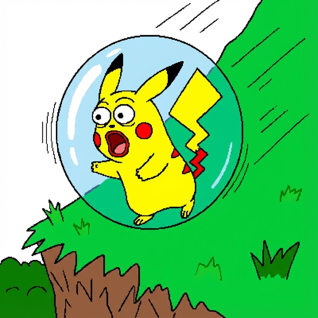 Kipachu rolling in hamster ball
